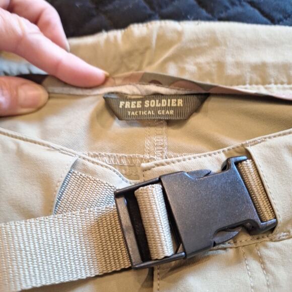Free Soldier Men's 38×32 Cargo Tactical Gear Pants Khaki Beige Stretch Belted - Picture 3 of 5